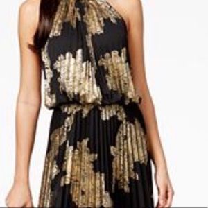 MSK Metallic Black and gold floor length dress